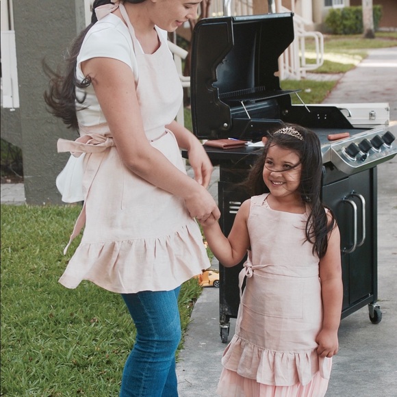 French linen mommy and me blush aprons new cute - Picture 1 of 6